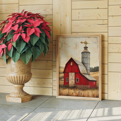 Rustic Red Barn Silo Weathervane Farmhouse in room
