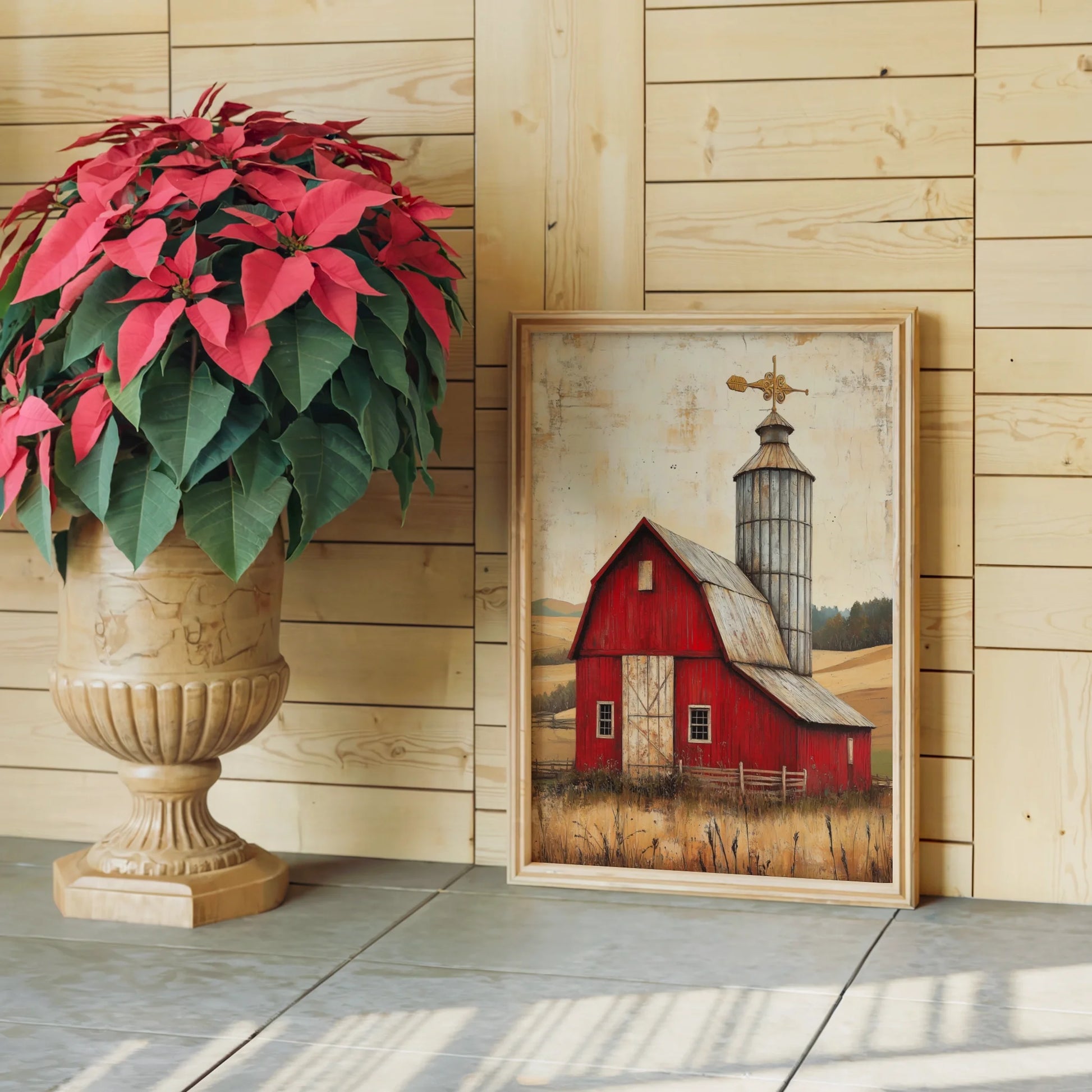 Rustic Red Barn Silo Weathervane Farmhouse in room