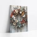 Rustic Autumn Wreath Cotton Bolls Eucalyptus art print
