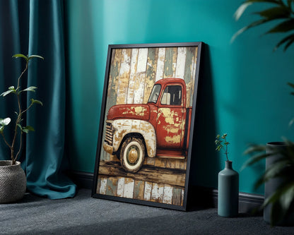 Red Truck Farmhouse Distressed Barn Wood in room