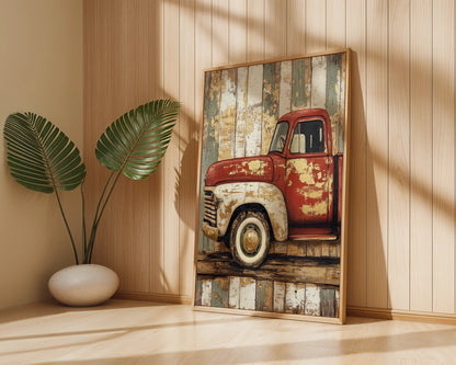 Red Truck Farmhouse Distressed Barn Wood in room