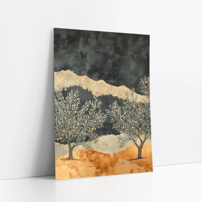 Olive Tree Landscape Storm Sky Textured art print