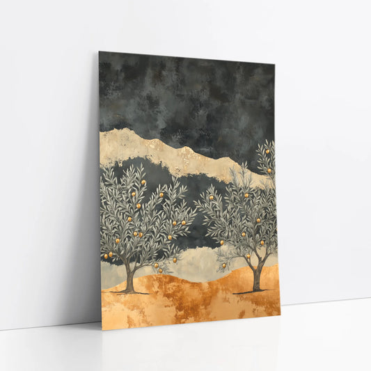 Olive Tree Landscape Storm Sky Textured art print