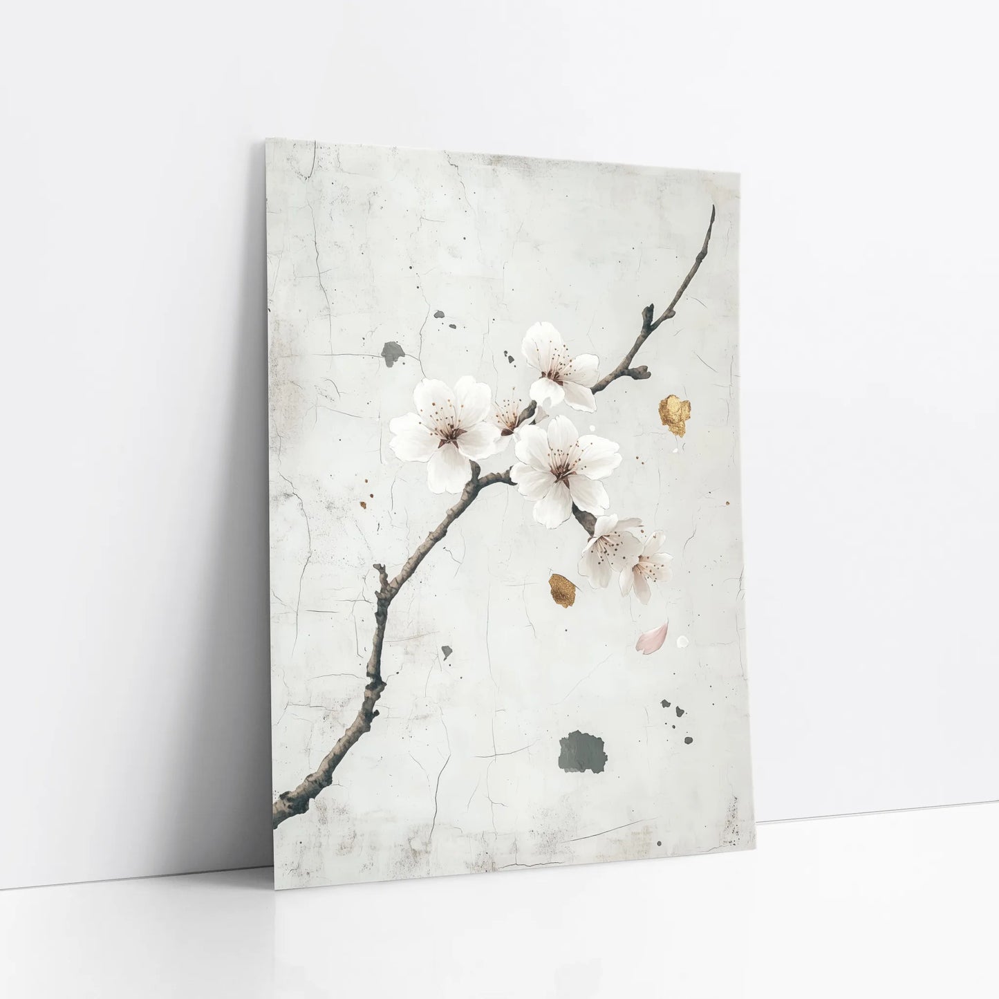 Cherry Blossom Art Japandi Textured Plaster art print