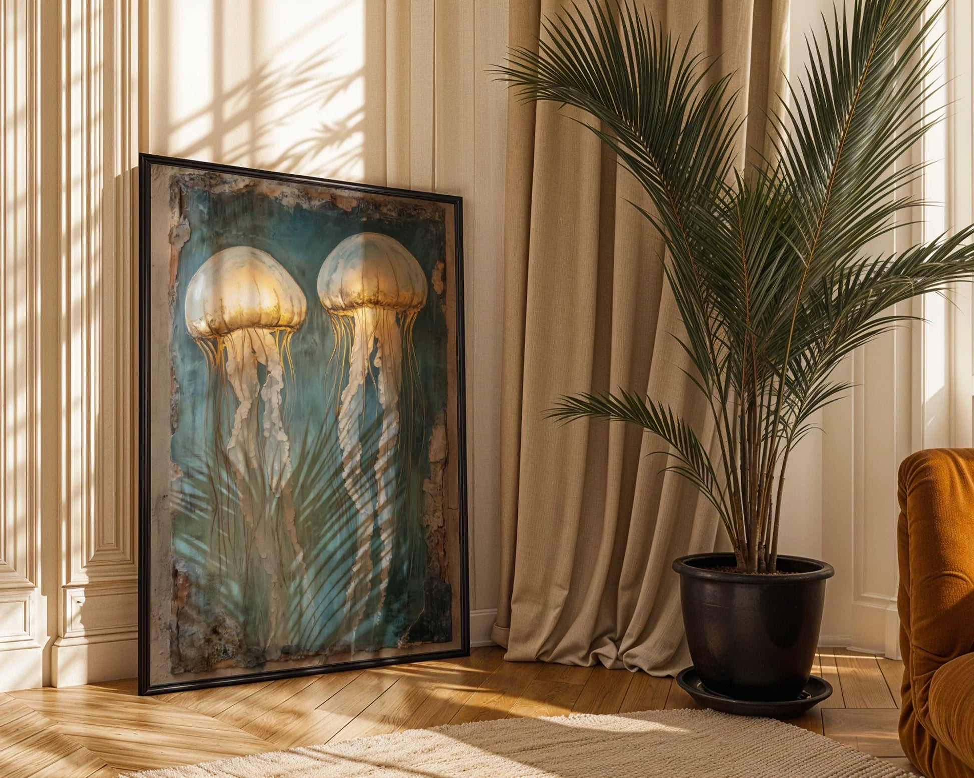 Jellyfish Luminescent Marine Gold in room