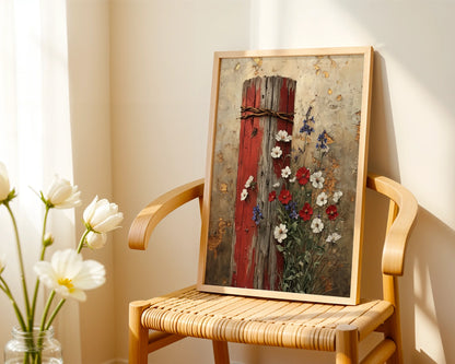 Rustic Farmhouse Wildflower Fence Post in room