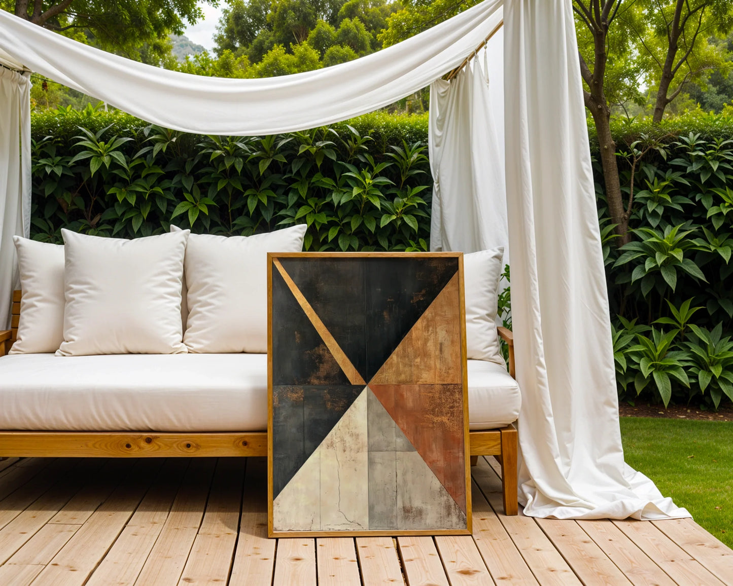 Industrial Geometric Metal Texture Canvas Wall Art Luxury — Contemporary textured canvas displaying rough surface details ideal for minimalist office spaces