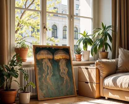 Luxury Jellyfish Gold Accents Twin Ascension in room