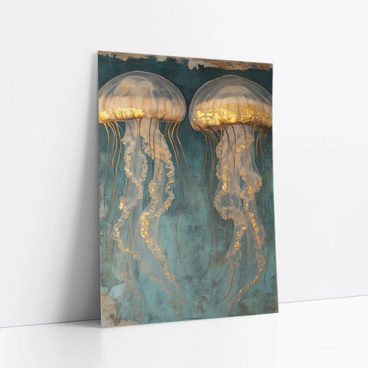 Luxury Jellyfish Gold Accents Twin Ascension art print