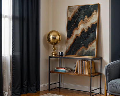 Copper Stone Mineral Veins Luxury Print in room