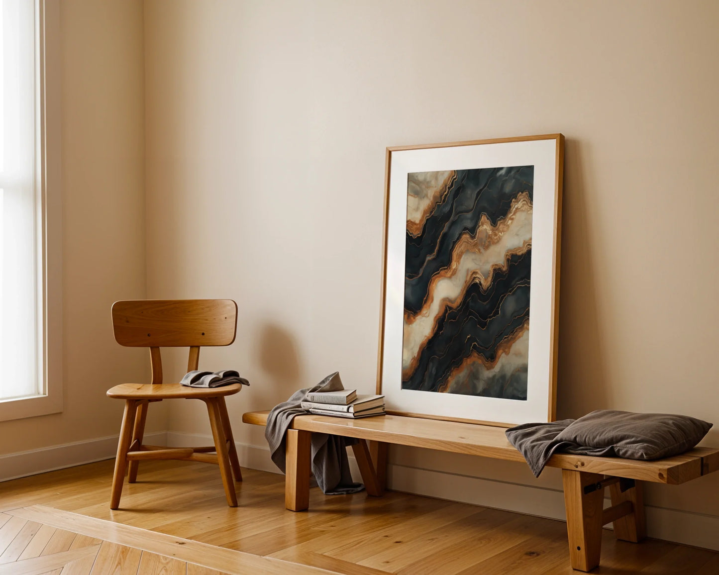 Copper Stone Mineral Veins Luxury Print in room