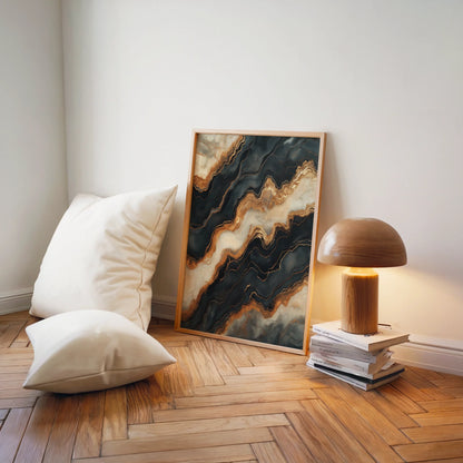 Copper Stone Mineral Veins Luxury Print in room