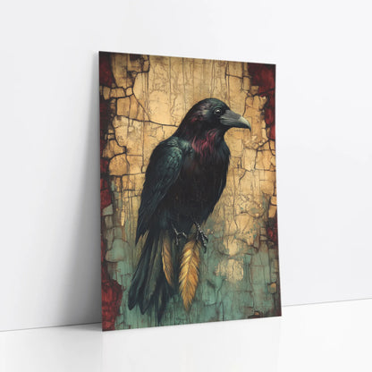 Raven Spirit Animal with Golden Talismans art print