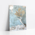 Coastal Coral Art Golden Branches Textured art print