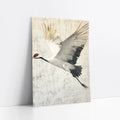 Red Crowned Crane Gold Leaf Distressed Plaster art print