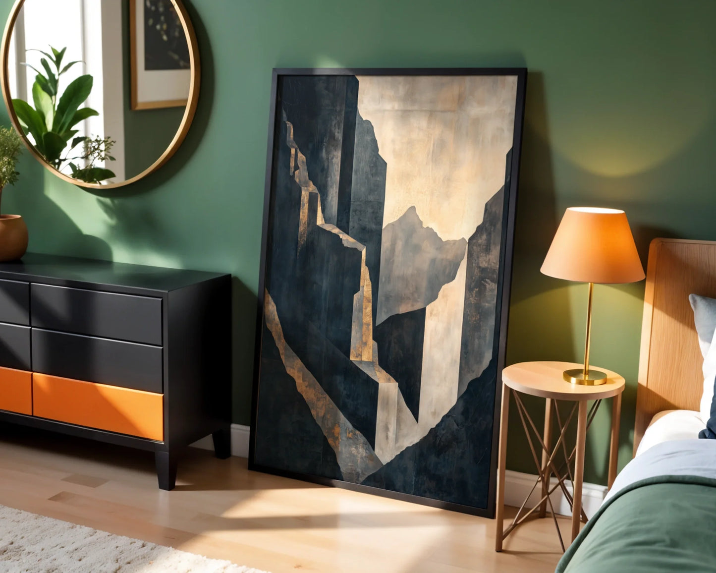 Large Abstract Architectural Concrete Forms Canvas Wall Art — Current design trends canvas displaying vertical stone structures reaching skyward in curated spaces