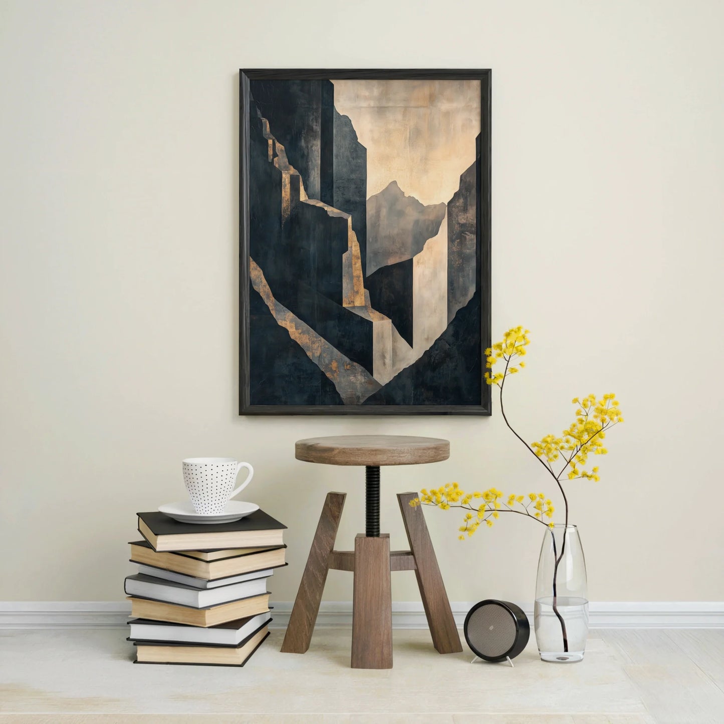 Large Abstract Architectural Concrete Forms in room
