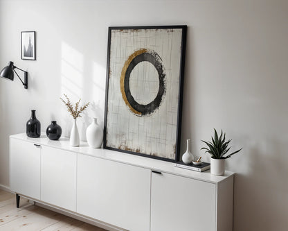 Gold Leaf Circle Japandi Portal Geometric in room