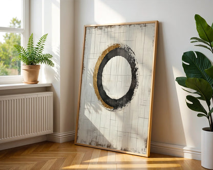 Gold Leaf Circle Japandi Portal Geometric in room