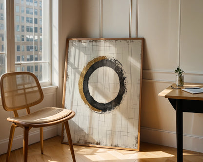 Gold Leaf Circle Japandi Portal Geometric in room