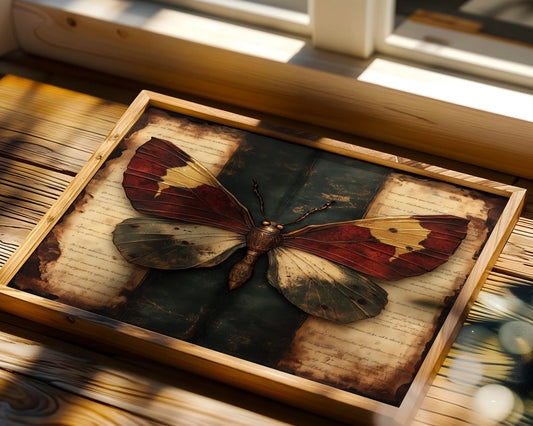 Butterfly Specimen Victorian Manuscript Canvas Wall Art Print — Scholarly aesthetic canvas featuring preserved butterfly on handwritten pages for intellectual home decor