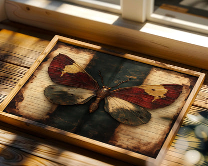 Butterfly Specimen Victorian Manuscript Print in room