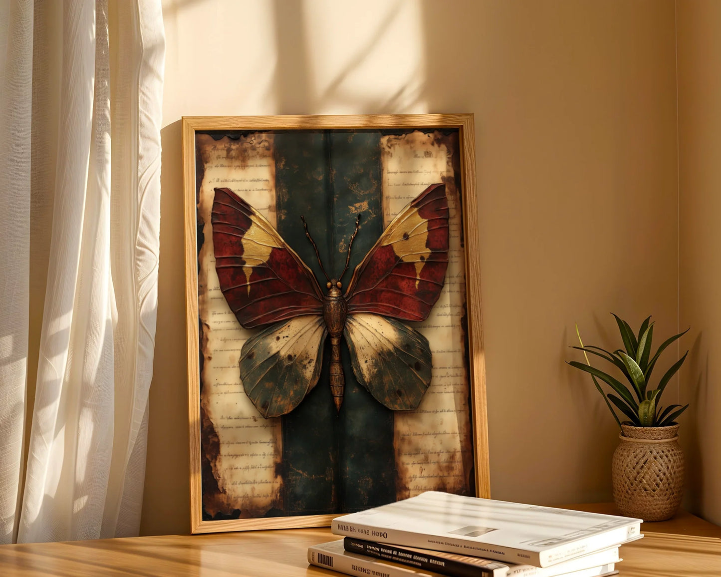 Butterfly Specimen Victorian Manuscript Print in room