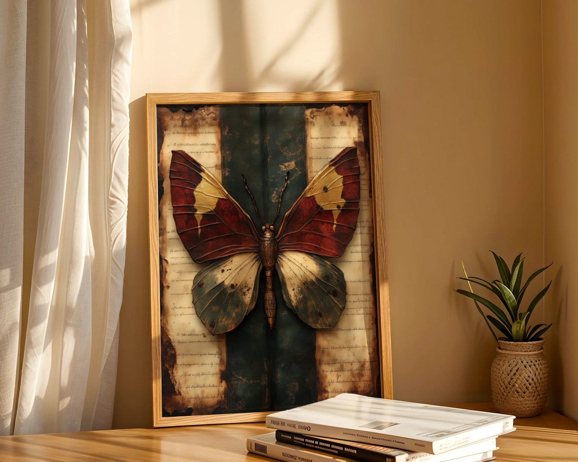 Butterfly Specimen Victorian Manuscript Print in room