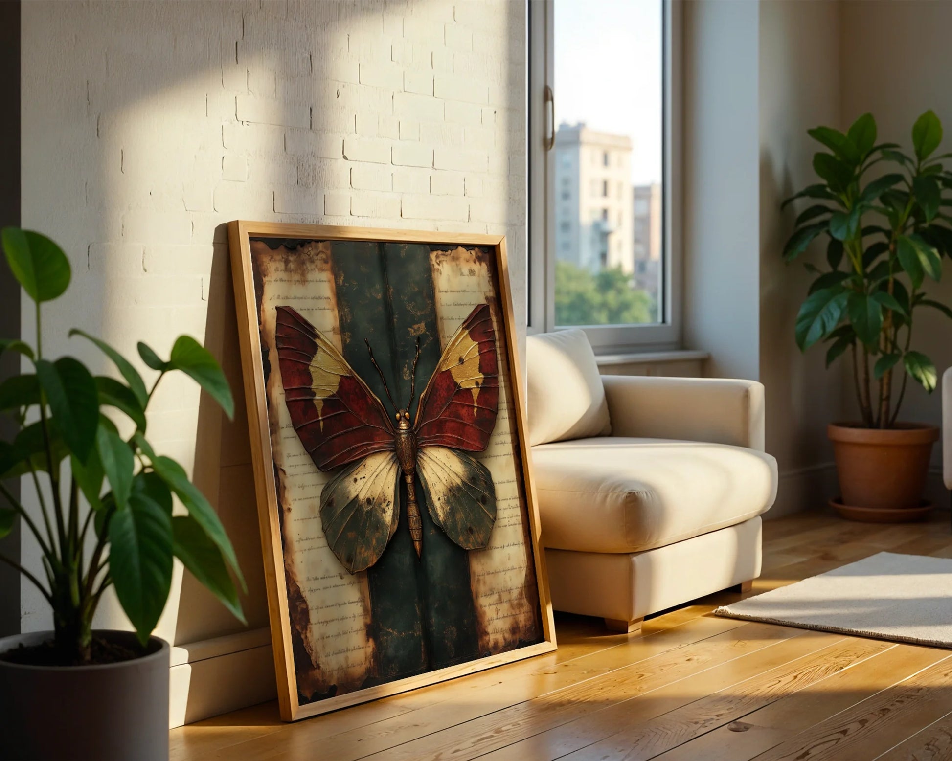 Butterfly Specimen Victorian Manuscript Print in room