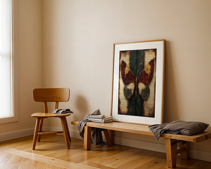 Butterfly Specimen Victorian Manuscript Print in room