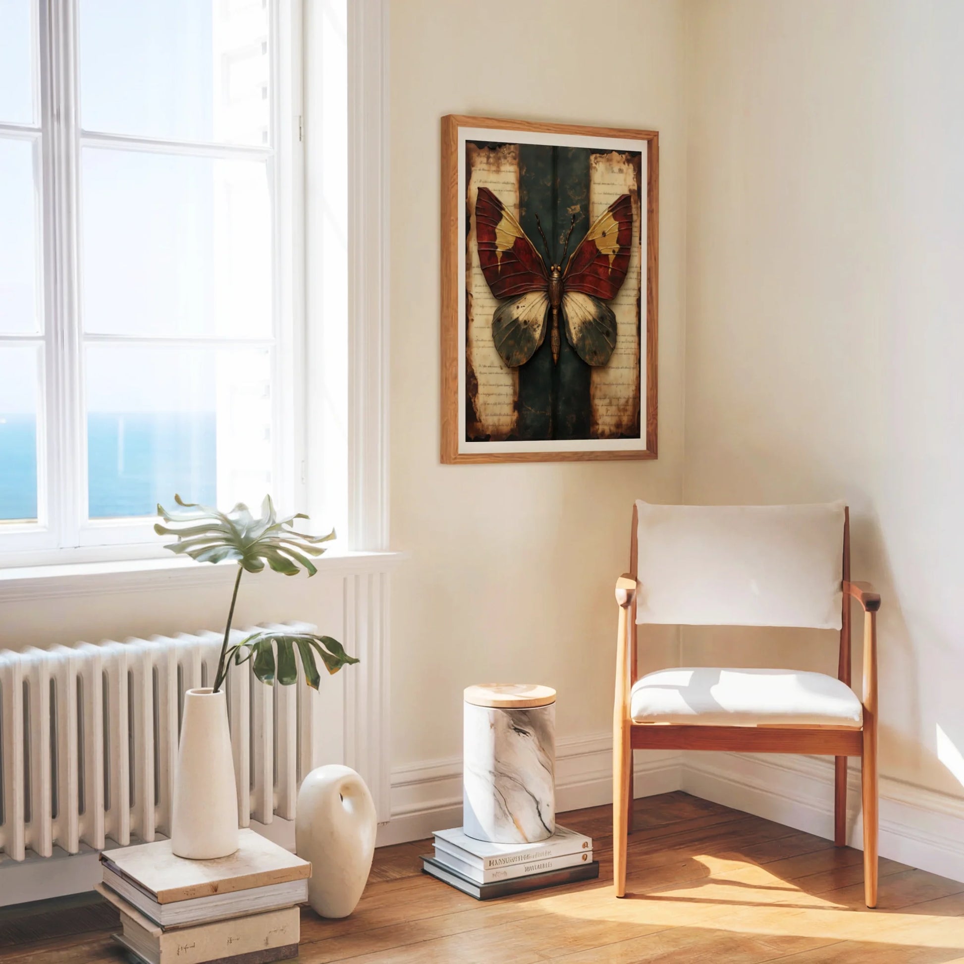 Butterfly Specimen Victorian Manuscript Print in room