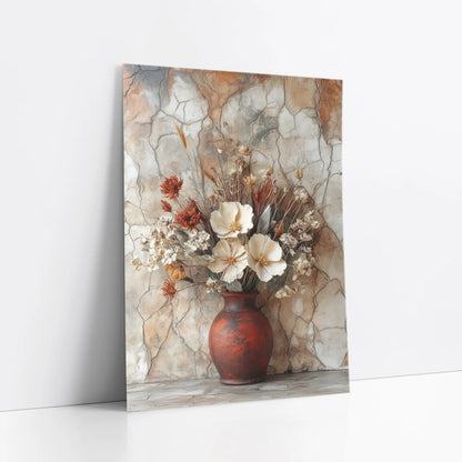 Rustic Floral Art Dried Blooms Cracked Earth art print