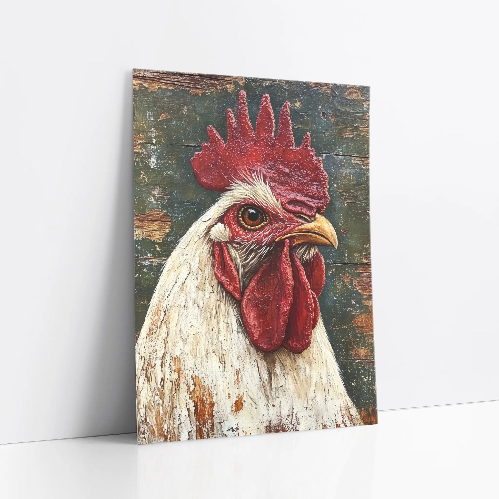 Rustic Rooster Art Distressed Barn Wood art print