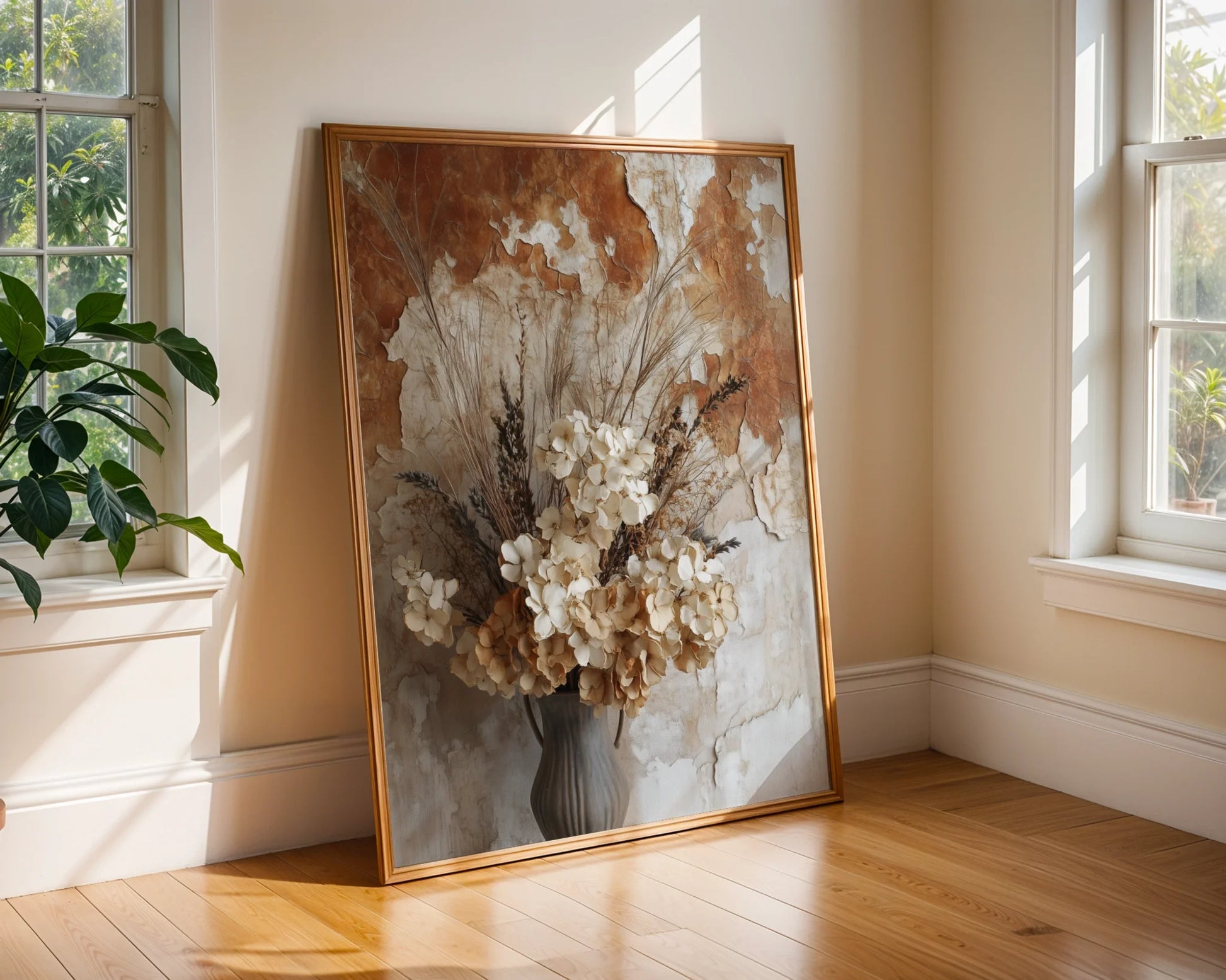 Dried Hydrangea Boho Farmhouse in room