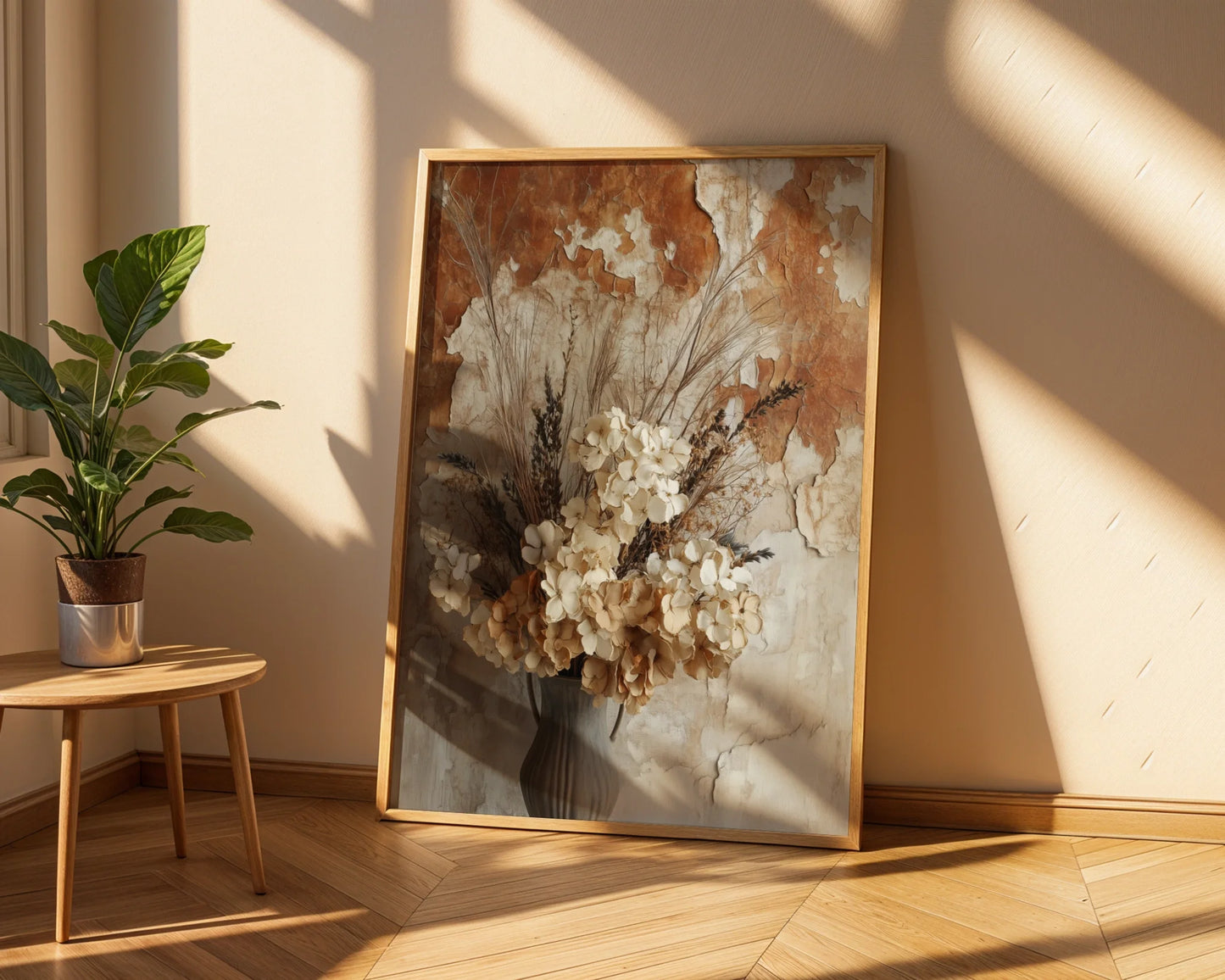 Dried Hydrangea Boho Farmhouse in room