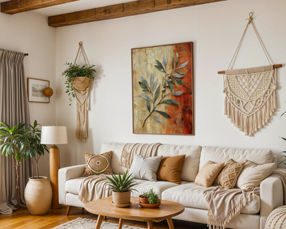 Mediterranean Olive Branch Cracked Fresco in room