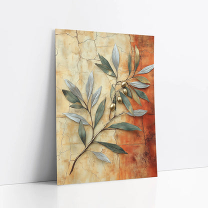 Mediterranean Olive Branch Cracked Fresco art print