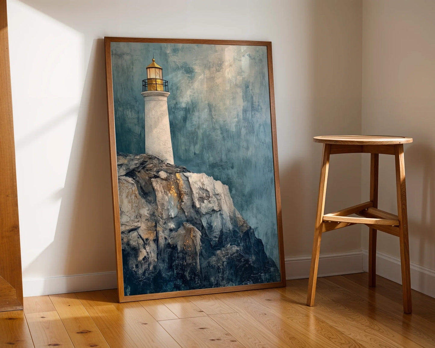 Lighthouse Rocky Cliff Storm Mist Maritime in room