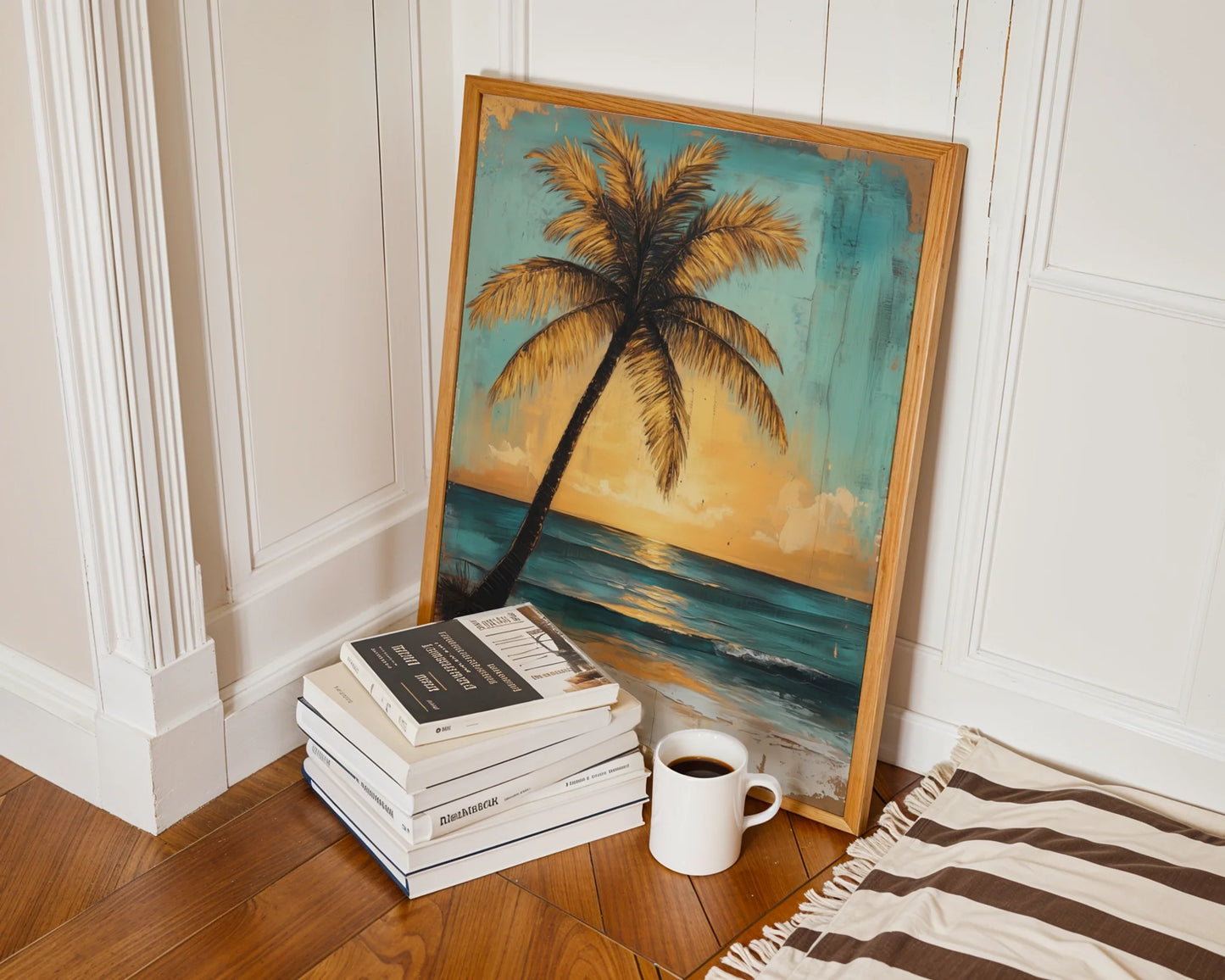 Tropical Palm Tree Sunset Golden Hour in room