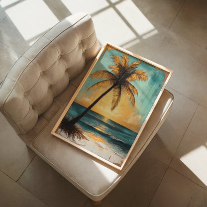 Tropical Palm Tree Sunset Golden Hour in room