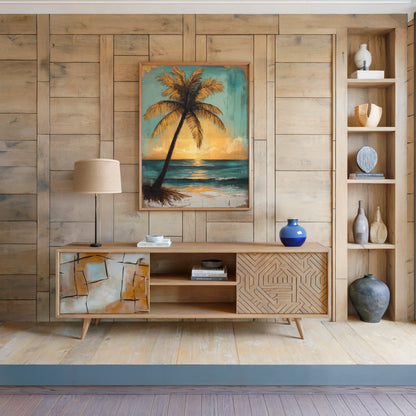 Tropical Palm Tree Sunset Golden Hour in room