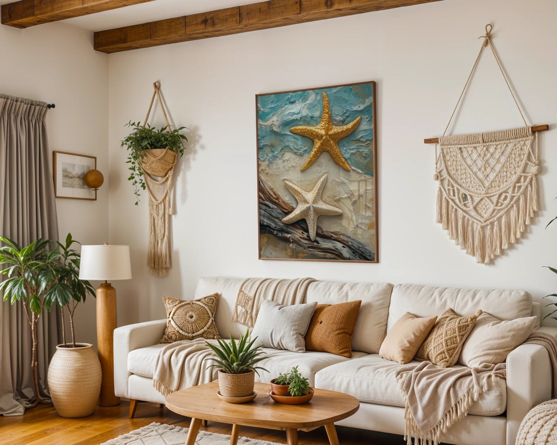 Coastal Starfish Impasto Twin Marine Life in room