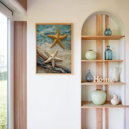 Coastal Starfish Impasto Twin Marine Life in room