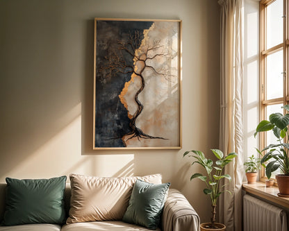 Bronze Tree Sculptural Liquid Metal in room