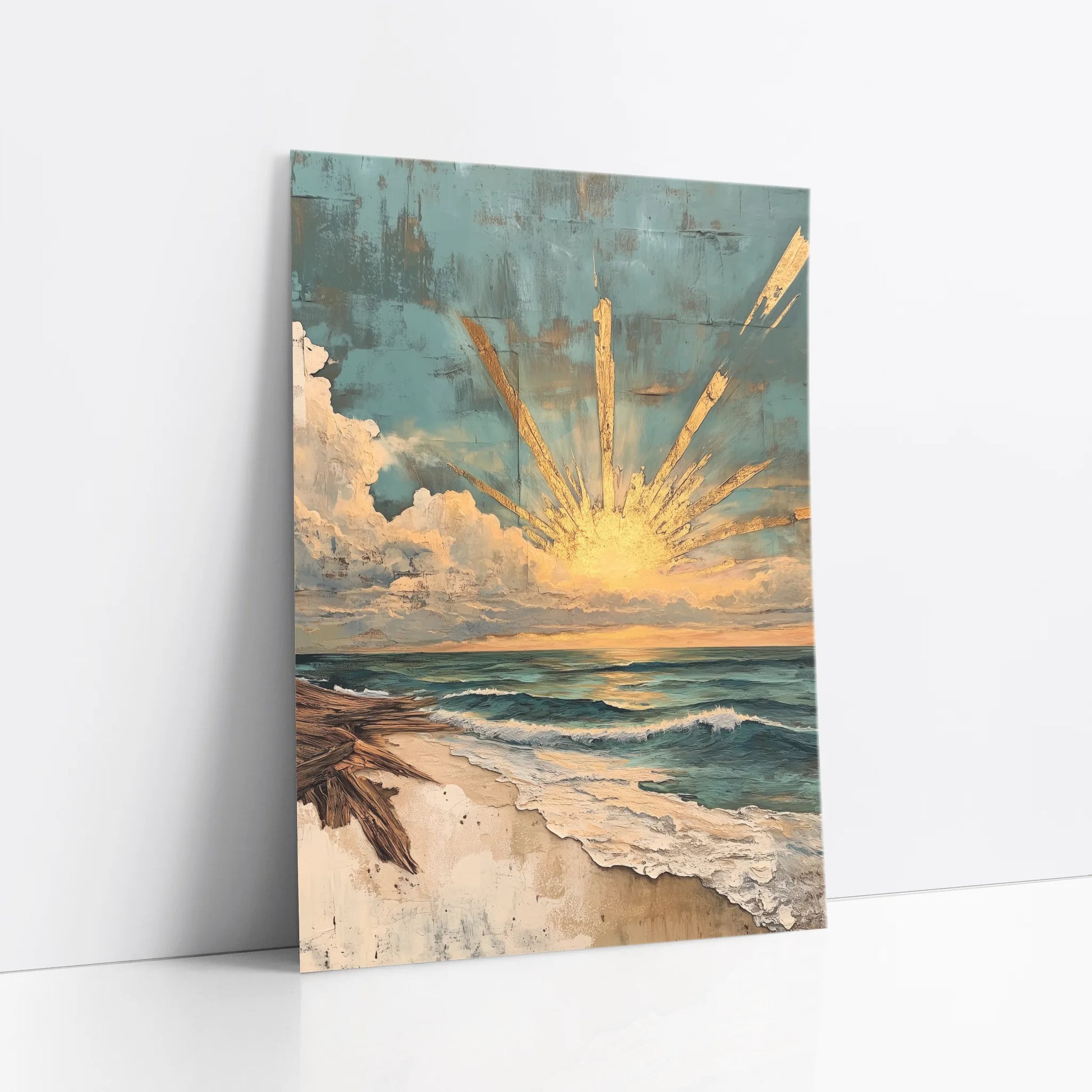 Coastal Sunrise Art Driftwood Storm Clouds art print