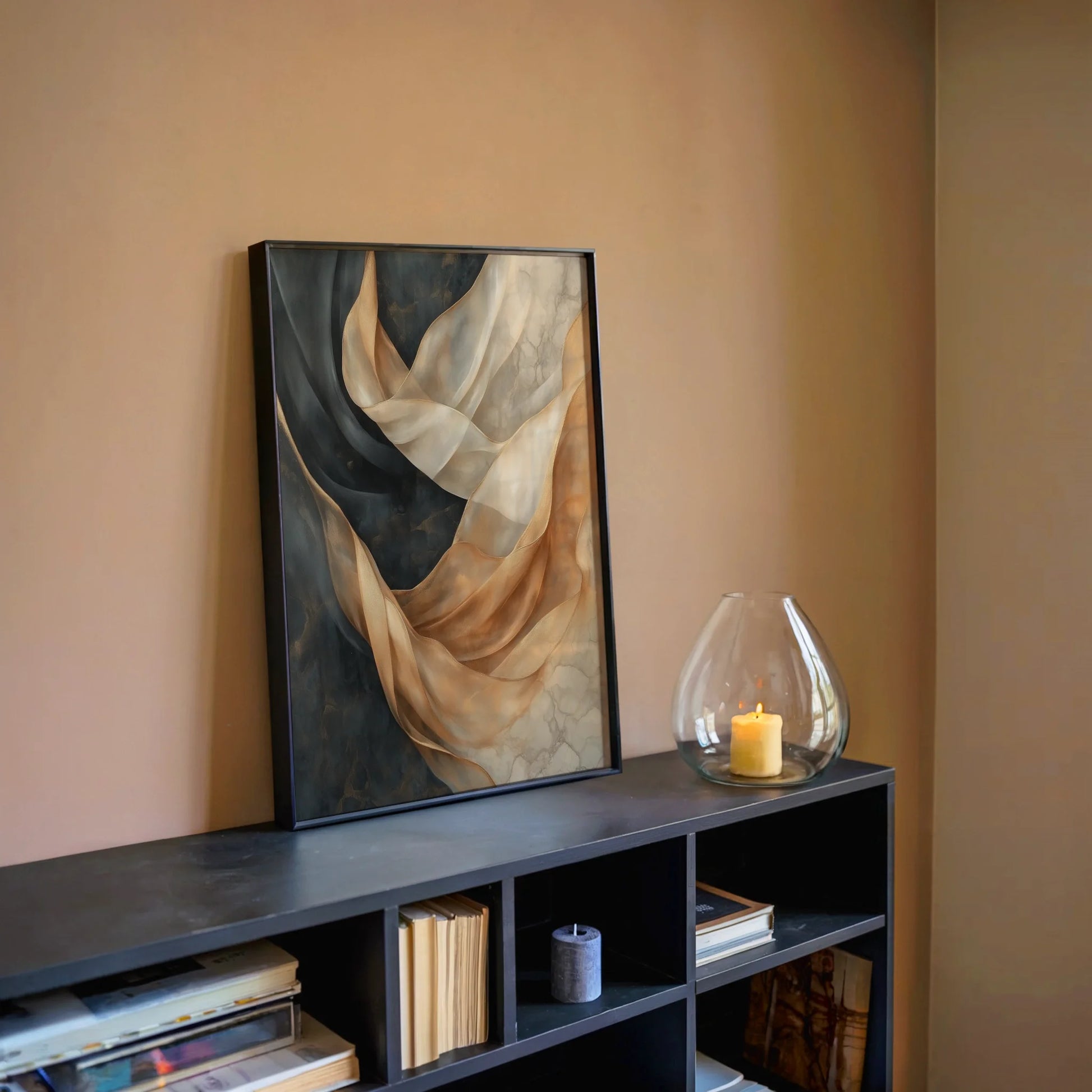 Flowing Abstract Art Translucent Silk Ribbons in room