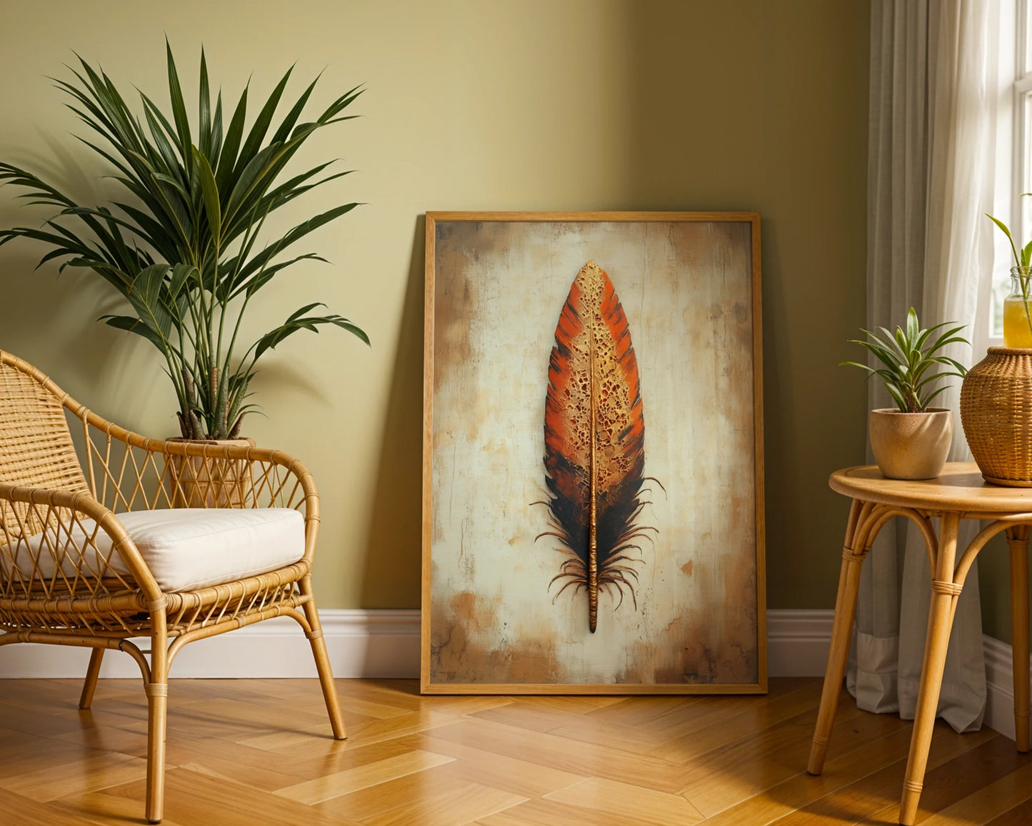 Feather Art Gold Lace Dissolving Boho in room