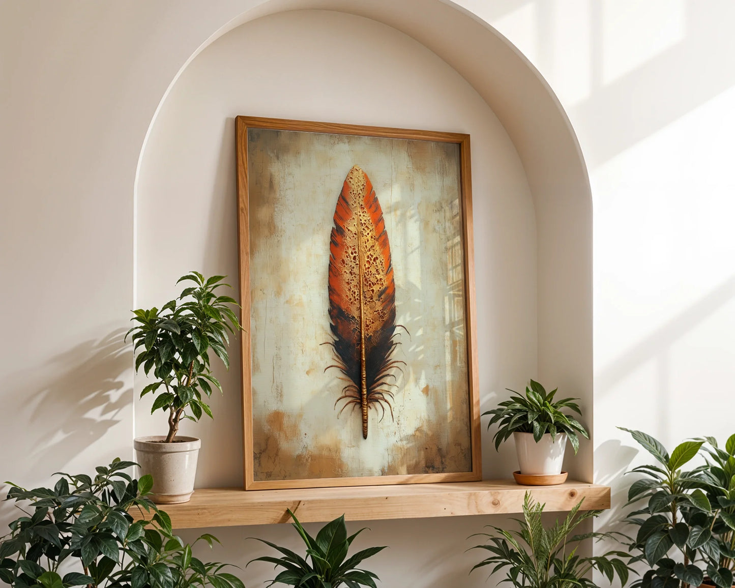 Feather Art Gold Lace Dissolving Boho in room