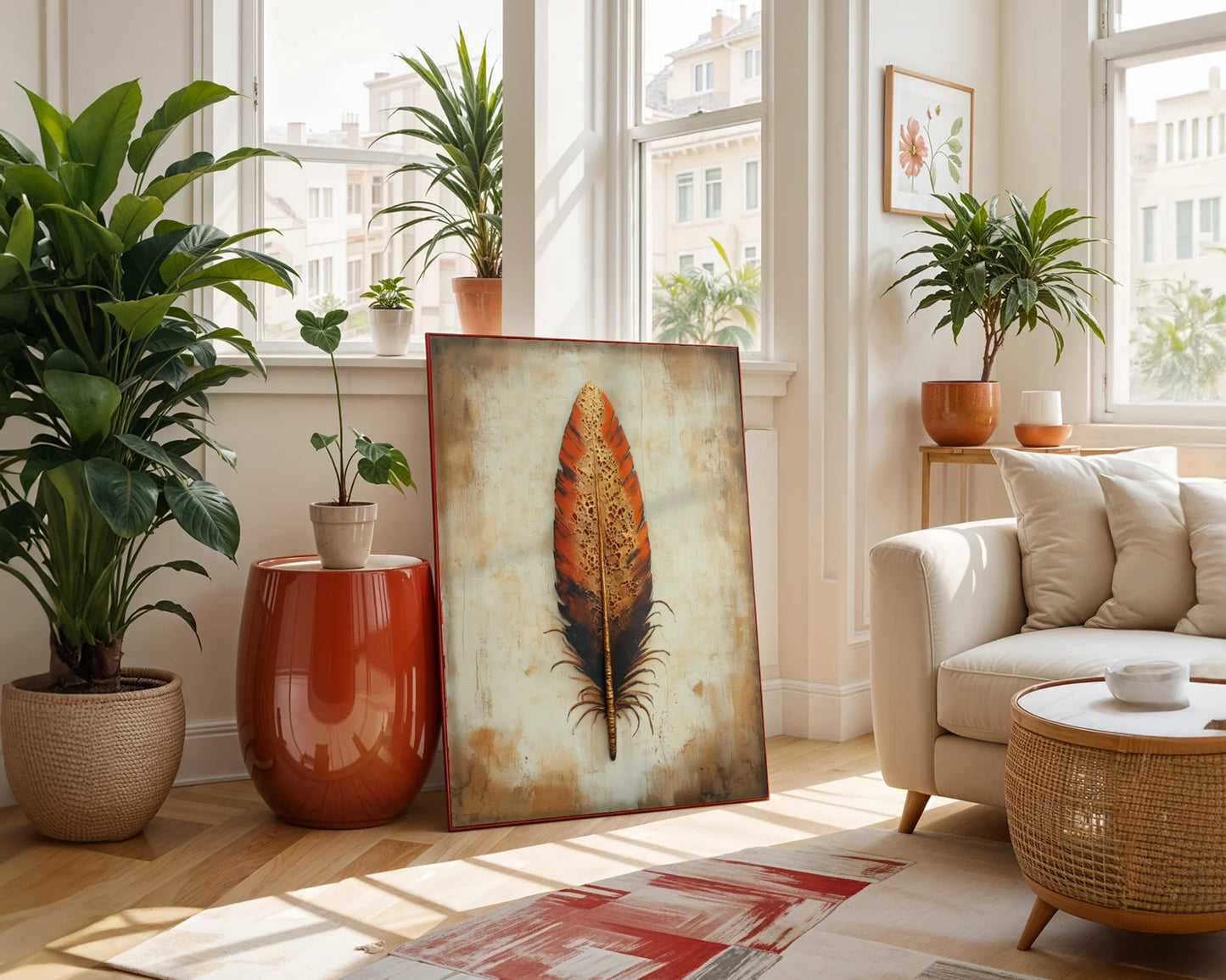 Feather Art Gold Lace Dissolving Boho in room