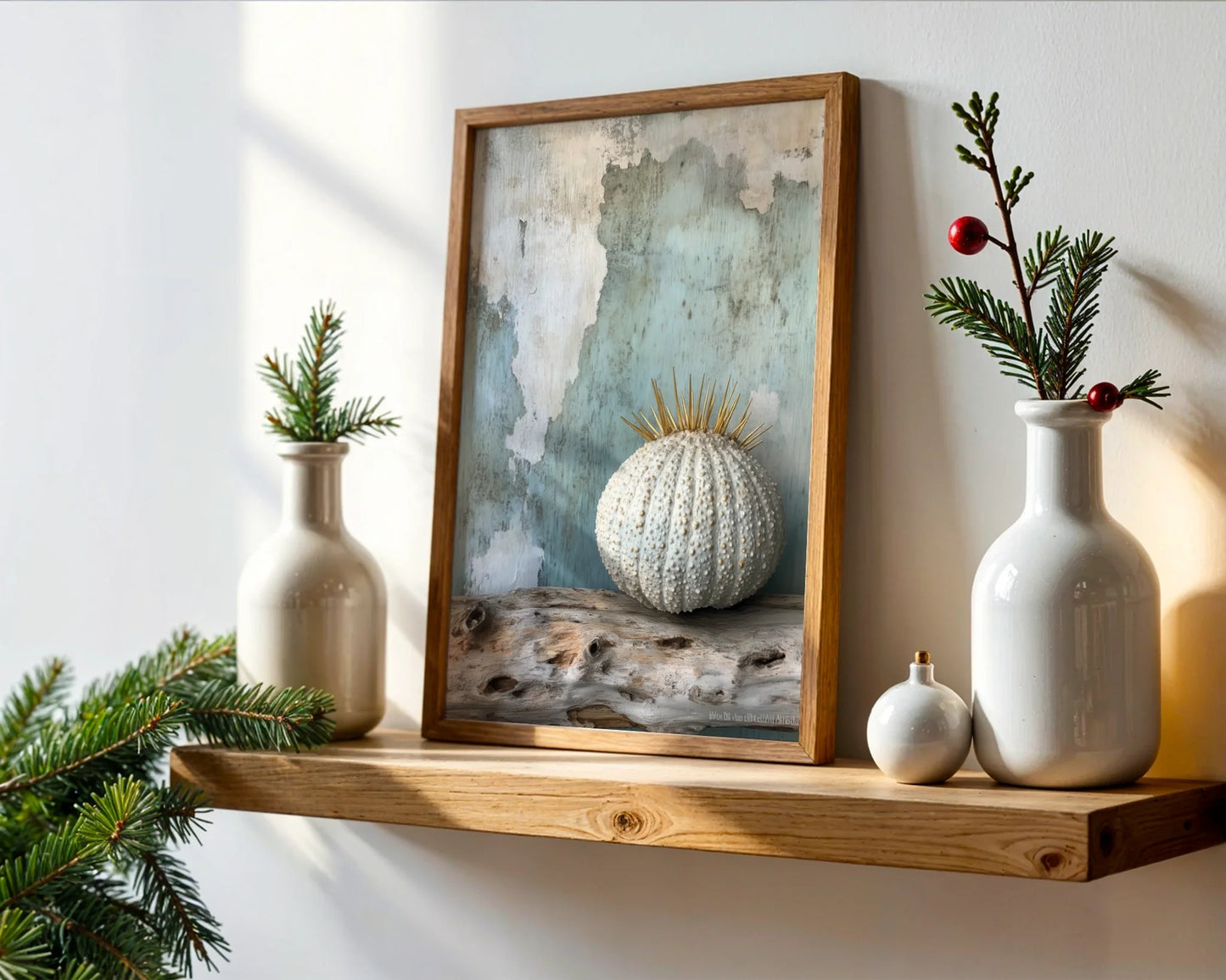 Coastal Sea Urchin Golden Spines Textured in room